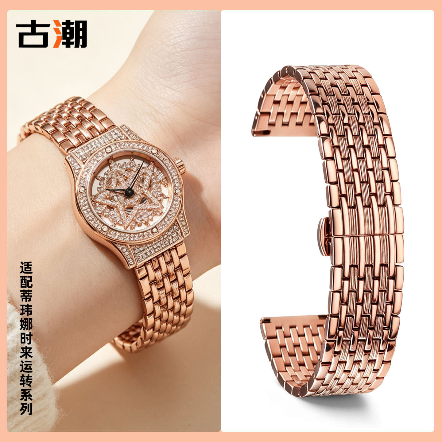 适配蒂玮娜五芒星不锈钢表带20mm图片