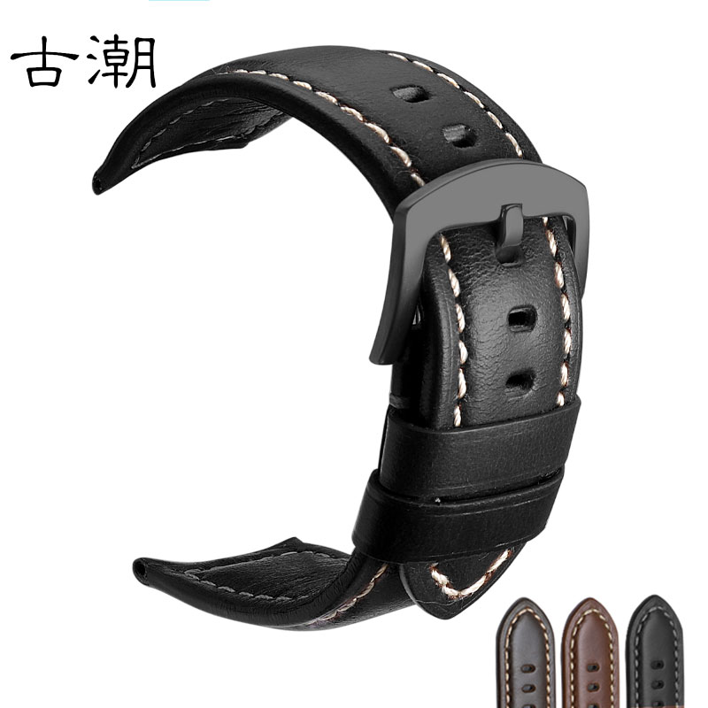 头层小牛皮表带男手工表链通用