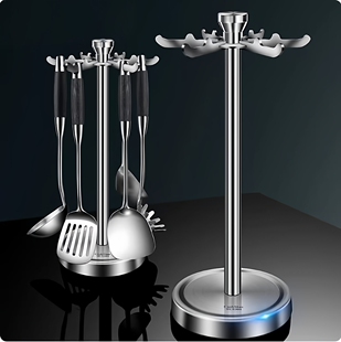 304不锈钢厨具旋转挂架锅铲架子厨房铲勺收纳架置物架立式挂钩