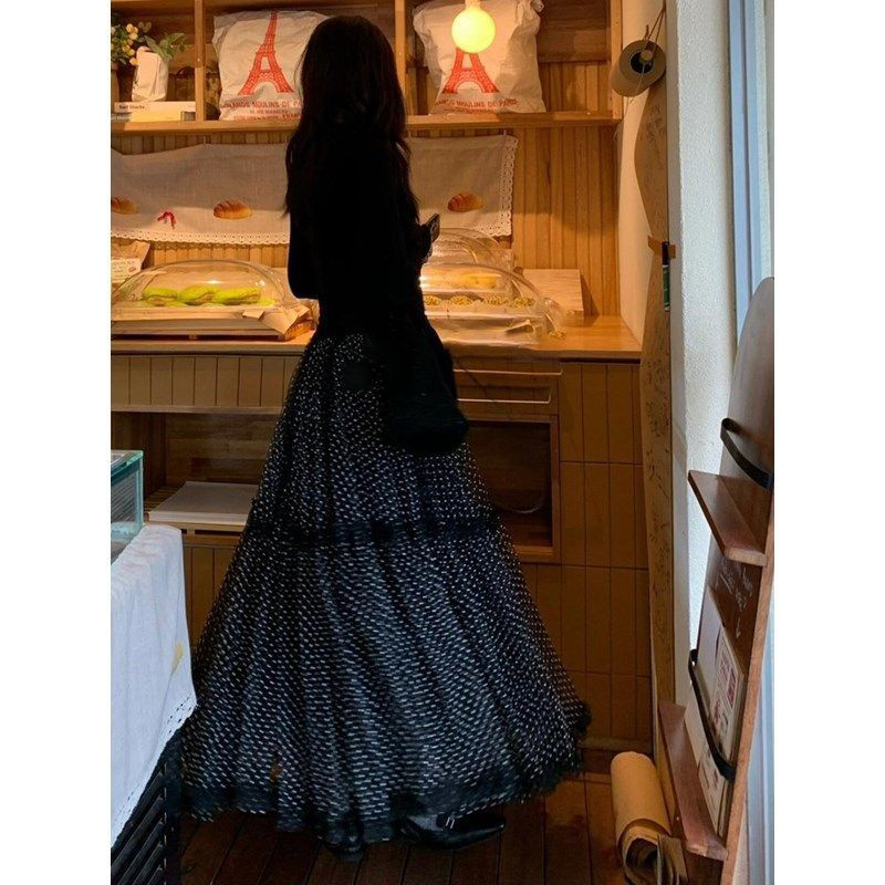 2025新款中长款气质波点重工半身裙女装法式绝美大摆蓬蓬裙子