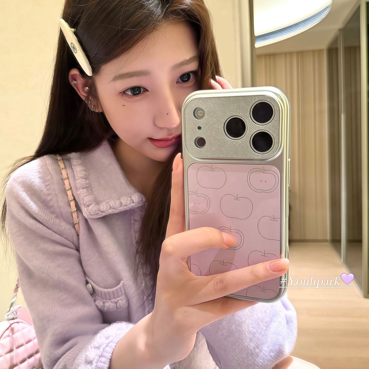 由里公园ins韩系简约慕斯紫闪粉线条苹果17适用17pro苹果17ProMax手机壳iPhone16全包14新款16Promax保护套女,3C数码配件,手机保护套/壳,淘宝优惠券,粉丝福利购,淘宝优惠卷