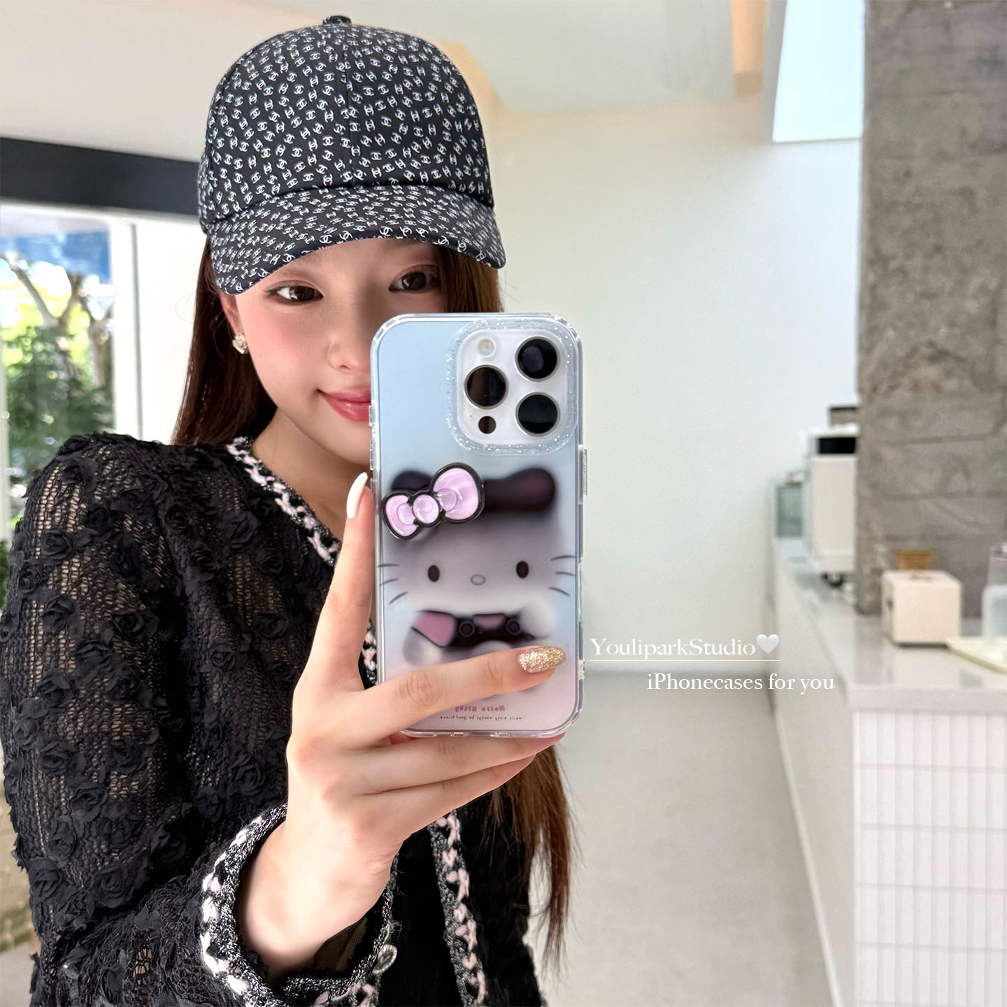 可爱半透蝴蝶结猫咪苹果手机壳女