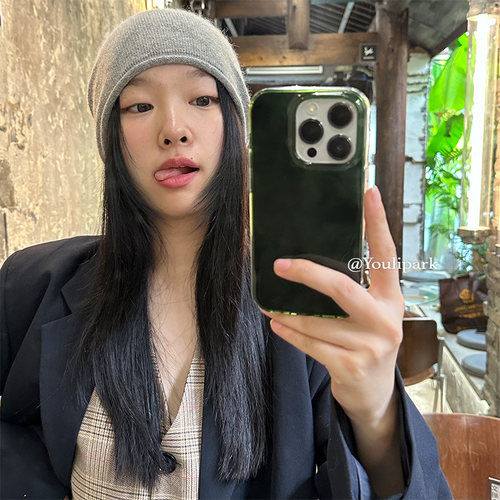 苹果手机壳气质高级感岩松绿晕染