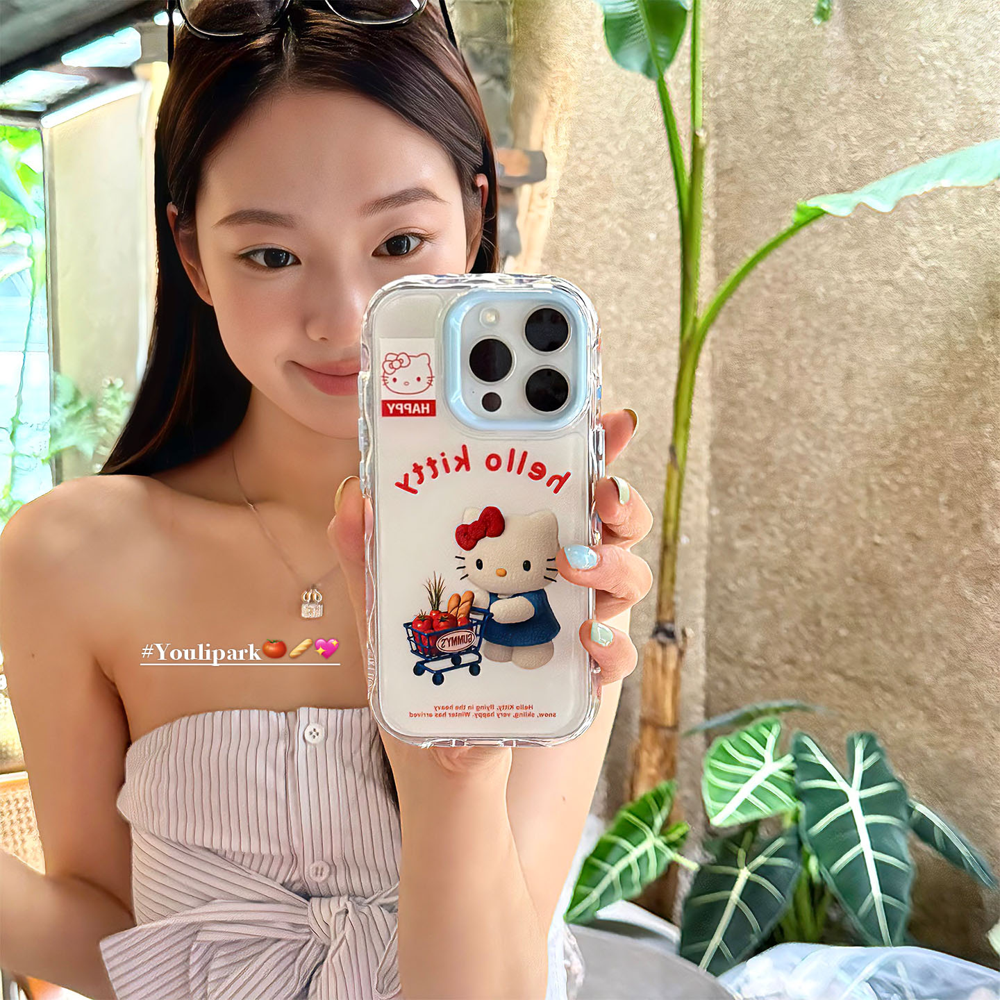 少女趣味购物猫咪挂件苹果手机壳