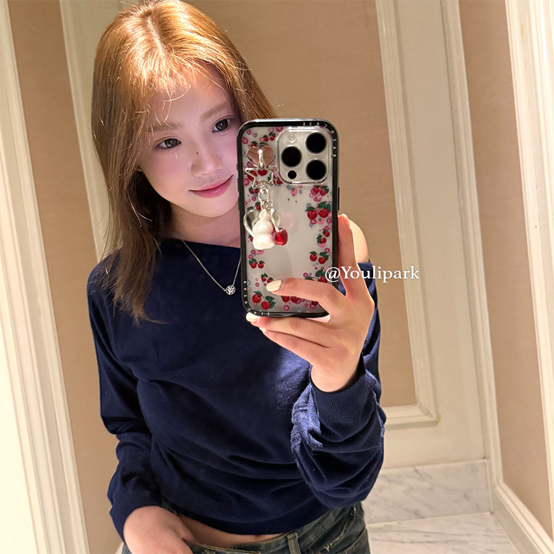 少女樱桃兔子爱心挂件苹果手机壳