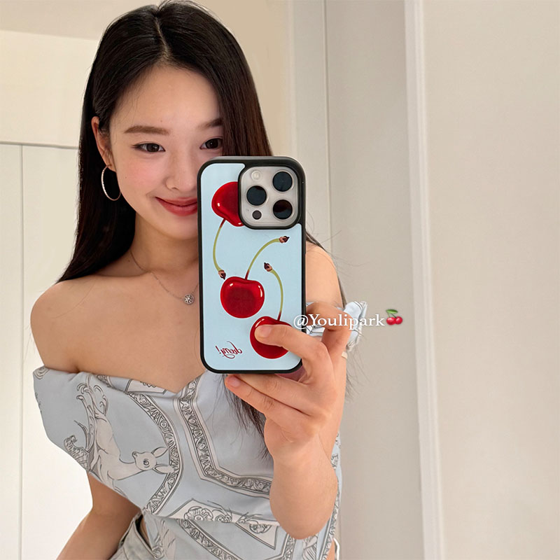 夏日少女简约樱桃挂链苹果手机壳
