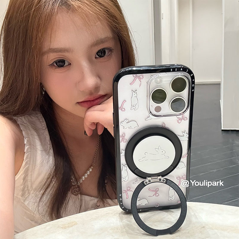 少女可爱蝴蝶结兔支架苹果手机壳