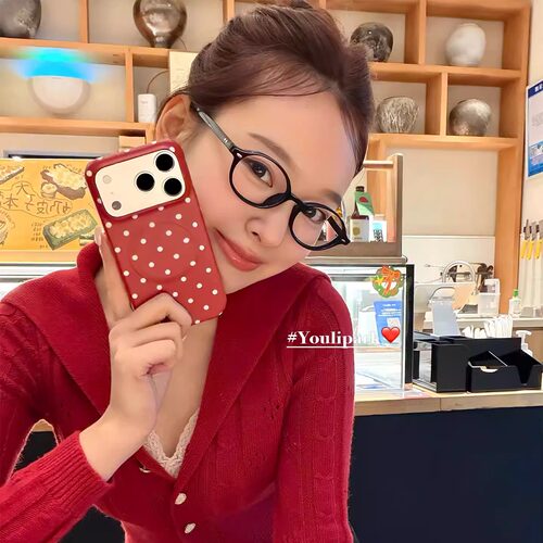 波点爱心小狗磁吸支架苹果手机壳