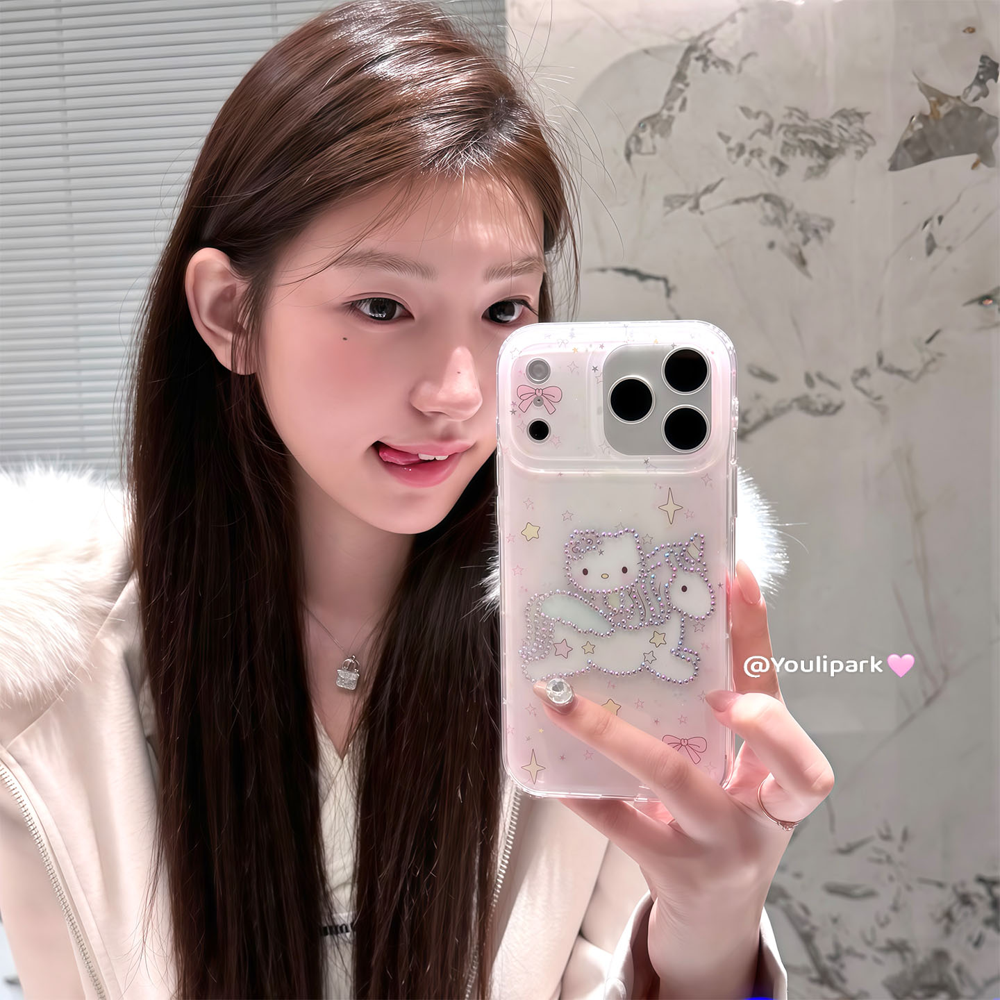 少女闪钻独角兽猫咪苹果手机壳韩