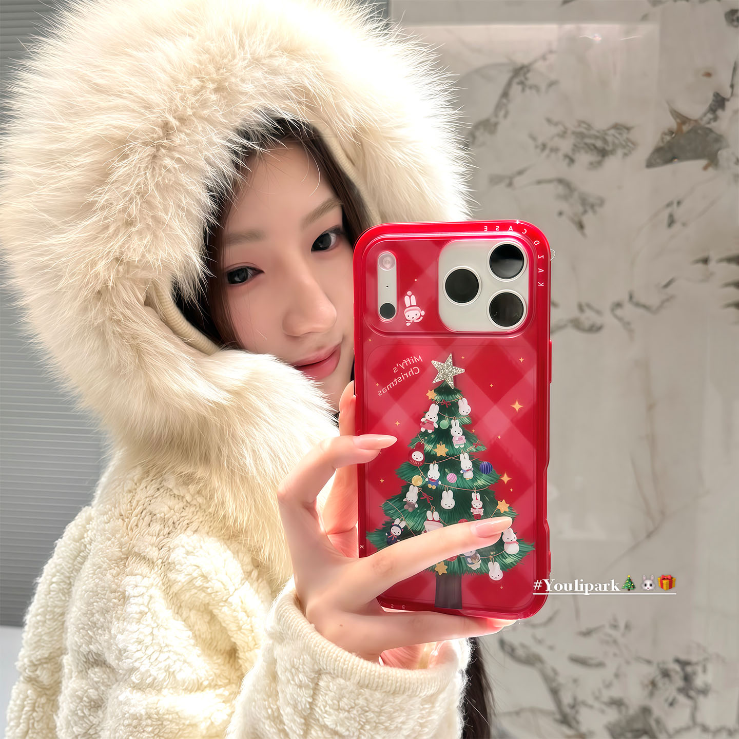 软萌可爱圣诞树米菲兔苹果手机壳