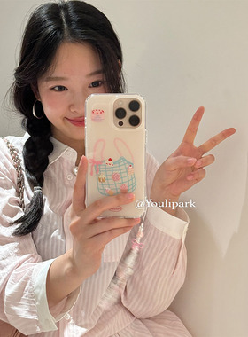 由里公园ins少女心购物袋甜甜圈蛋糕甜品16适用17pro苹果17ProMax手机壳iPhone17全包15挂链14Promax保护套韩