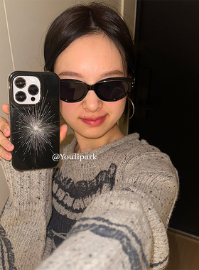 由里公园ins少女简约黑色梦幻烟花15适用17pro苹果17ProMax手机壳iPhone16全包17新款14Promax防摔保护套13软