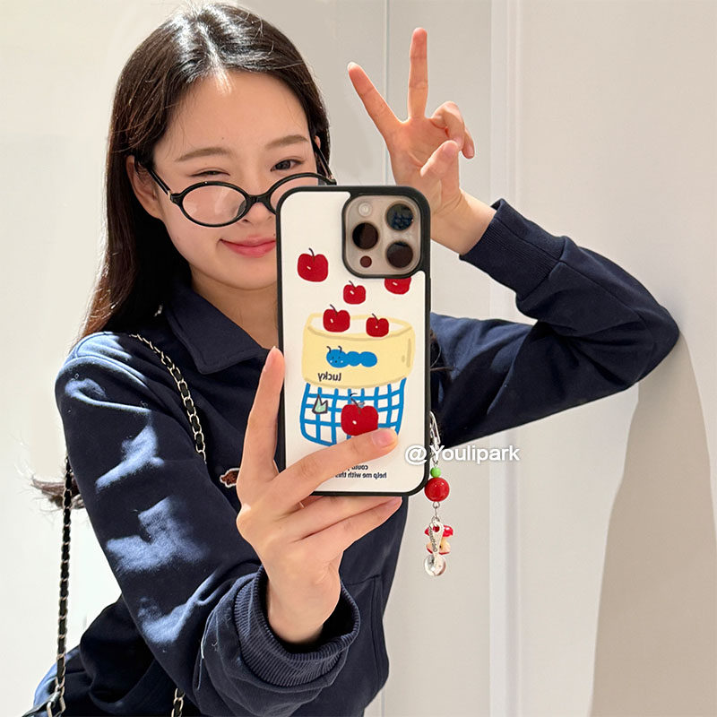 由里公园ins小众夏日可爱涂鸦红苹果挂件15适用16pro苹果16ProMax手机壳iPhone16全包14新款14Promax保护套女,3C数码配件,手机保护套/壳,淘宝优惠券,粉丝福利购,淘宝优惠卷