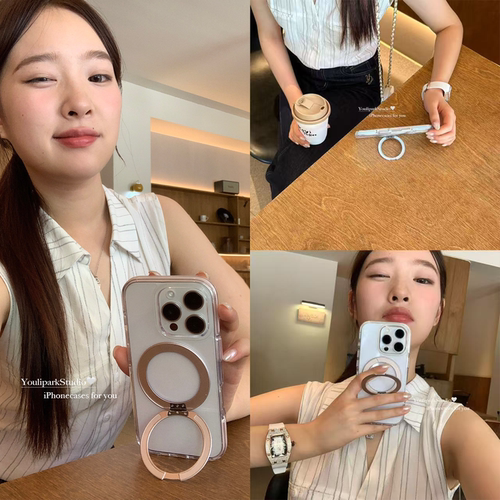 高级透明旋转磁吸支架苹果手机壳