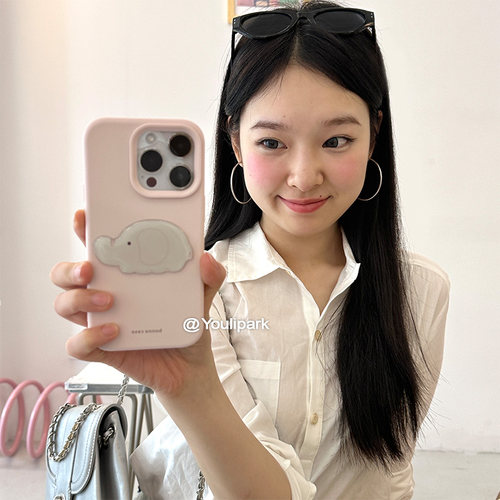 苹果手机壳少女心奶油粉卡通小象