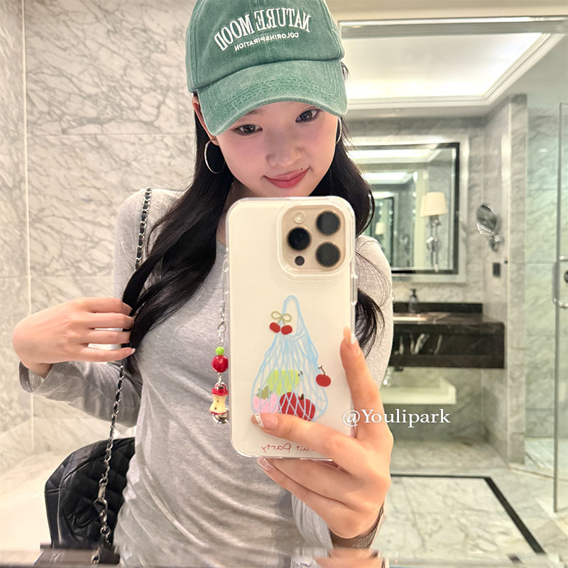 由里公园ins小众夏日清新插画苹果挂件15适用17pro苹果17ProMax手机壳iPhone16全包17新款14Promax保护套13女
