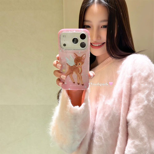 治愈系闪粉天使小鹿苹果手机壳女