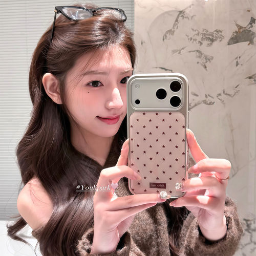 秋冬简约电镀满屏星星苹果手机壳