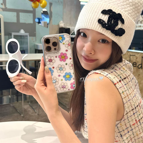 少女电镀满屏线条花朵苹果手机壳