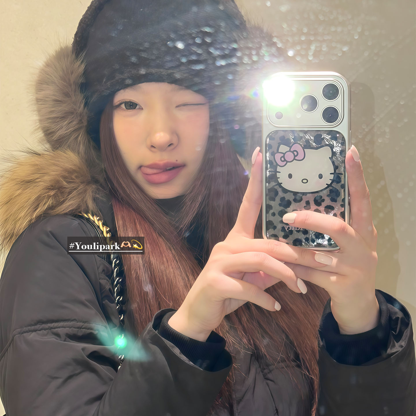 韩系甜酷可爱豹纹猫咪苹果手机壳