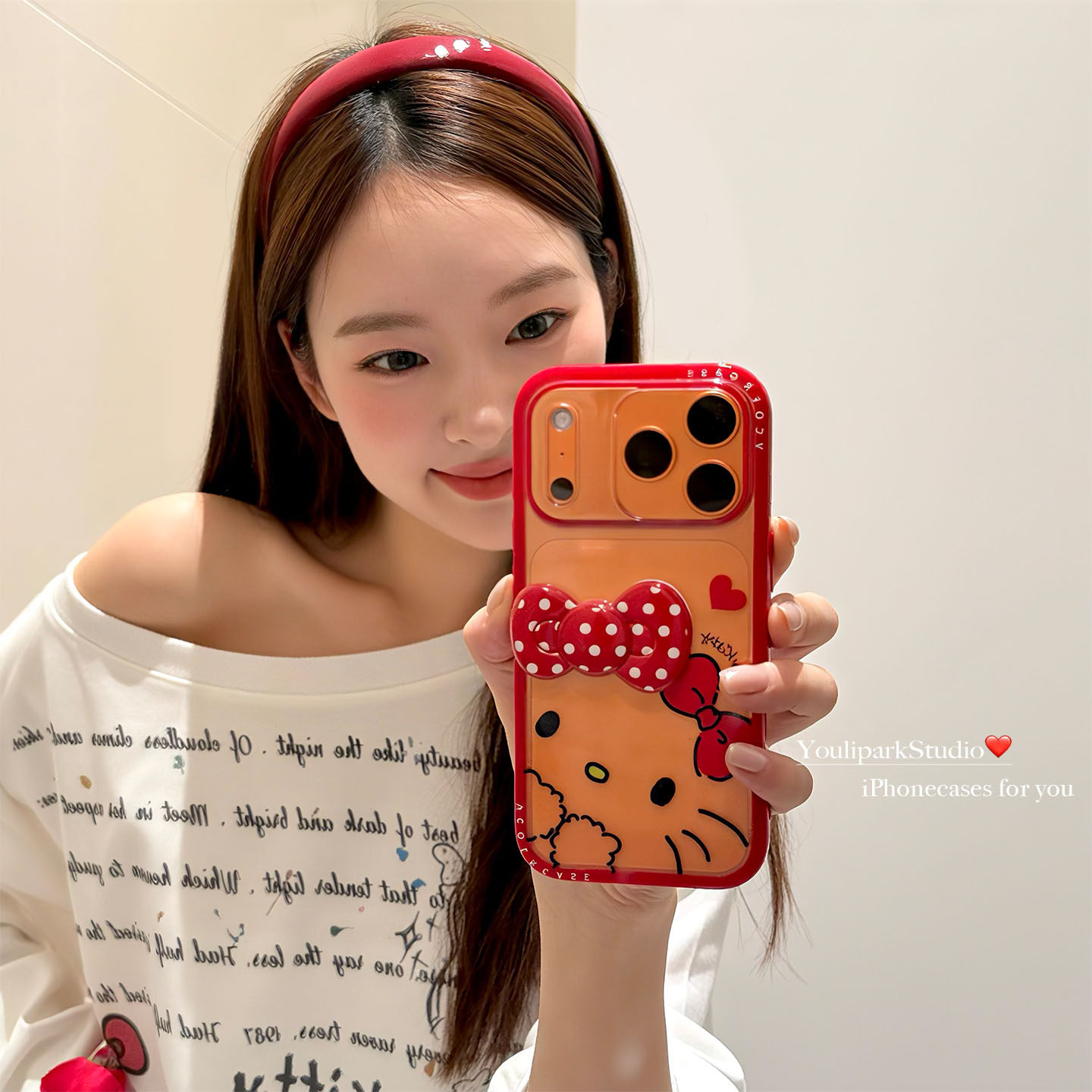 由里公园ins韩系软萌少女立体蝴蝶结猫咪17适用17pro苹果1