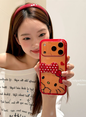 由里公园ins韩系软萌少女立体蝴蝶结猫咪17适用17pro苹果17ProMax手机壳iPhone16全包14新款16Promax保护套13