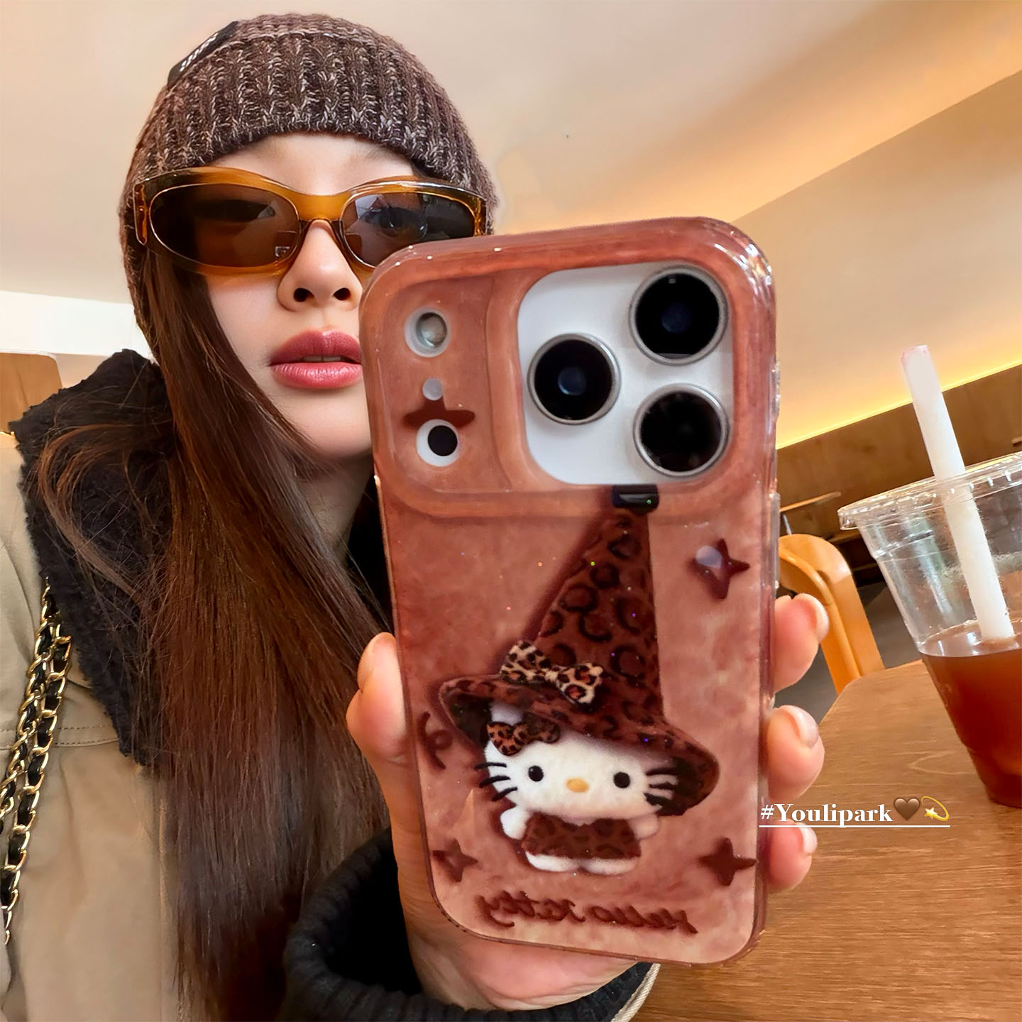 可爱豹纹尖尖帽猫咪苹果手机壳女