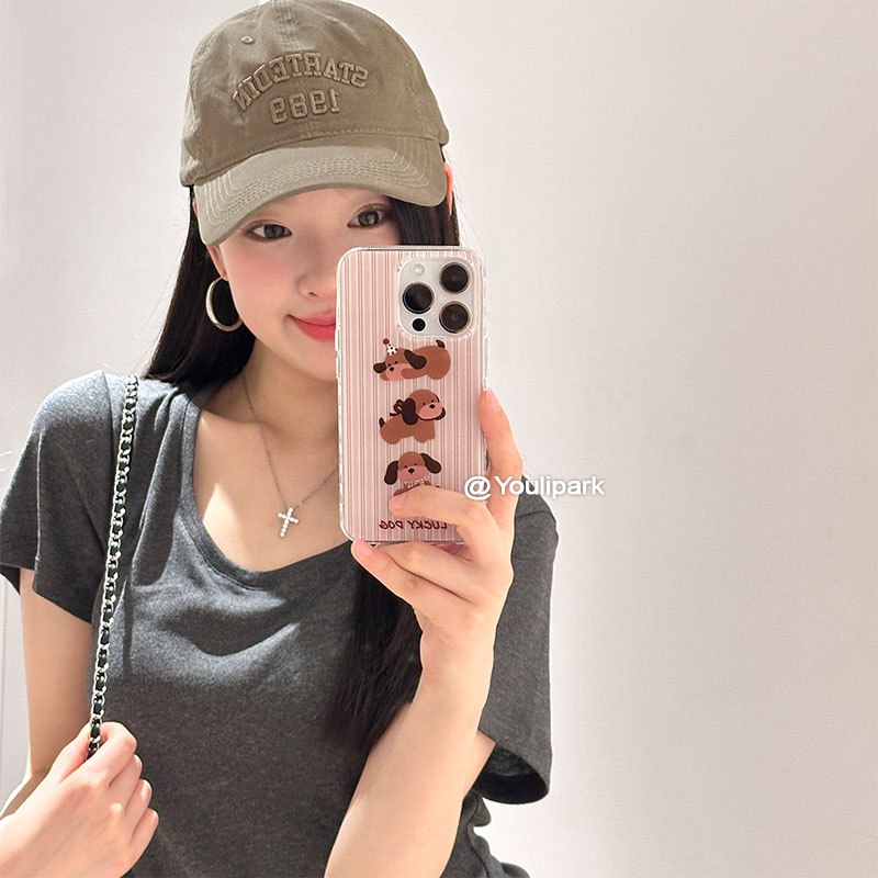 小众可爱条纹腊肠狗苹果手机壳女