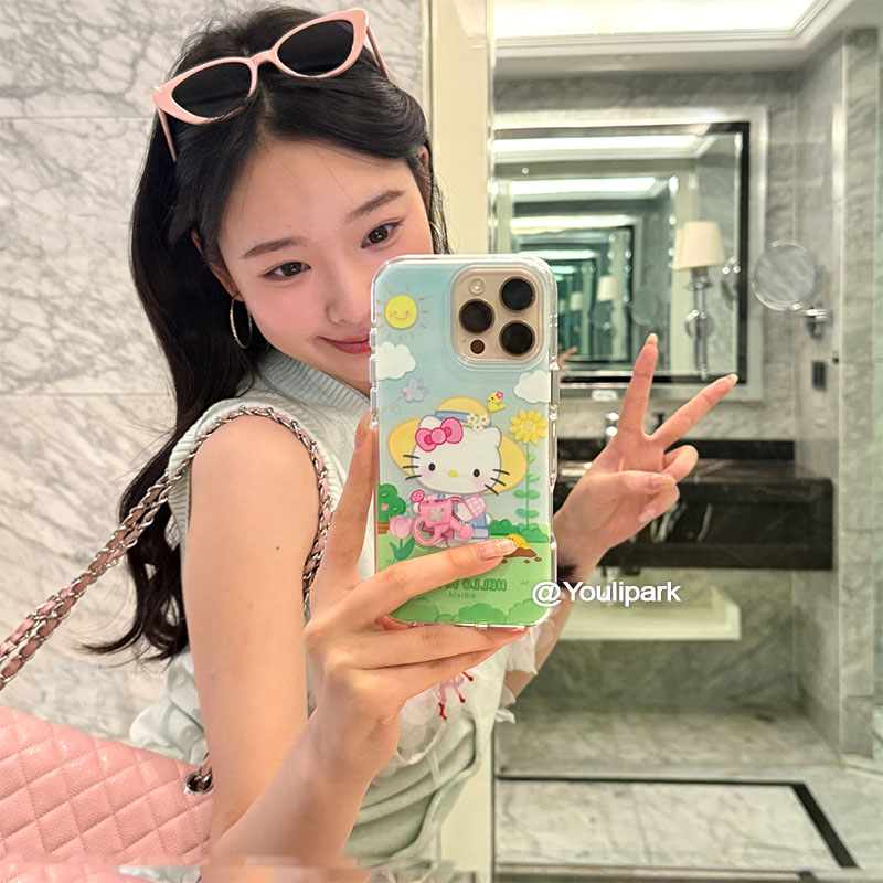 少女园丁猫咪旋转水壶苹果手机壳