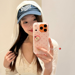 由里公园ins韩系少女满屏红波点立体苹果17适用17pro苹果17ProMax手机壳iPhone16全包14新款 16Promax保护套13