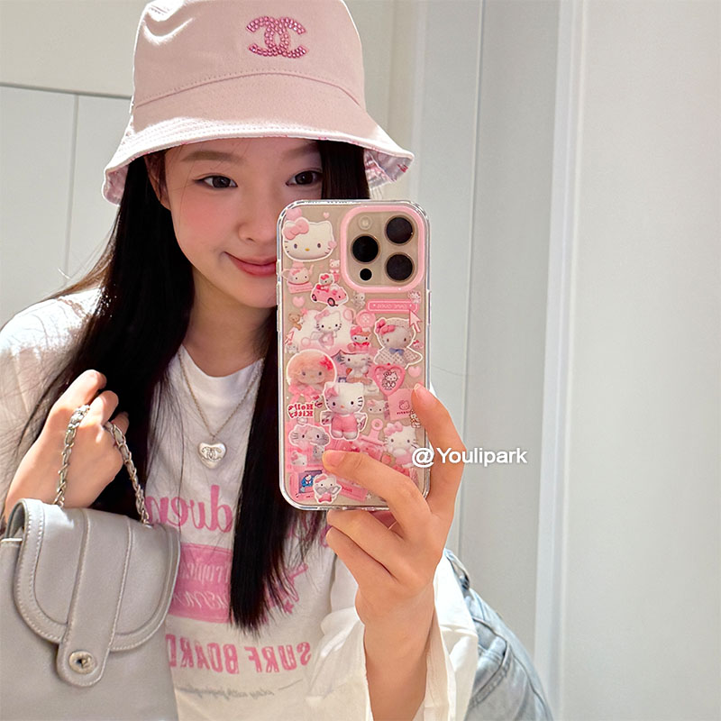 可爱少女满屏粉色猫咪苹果手机壳