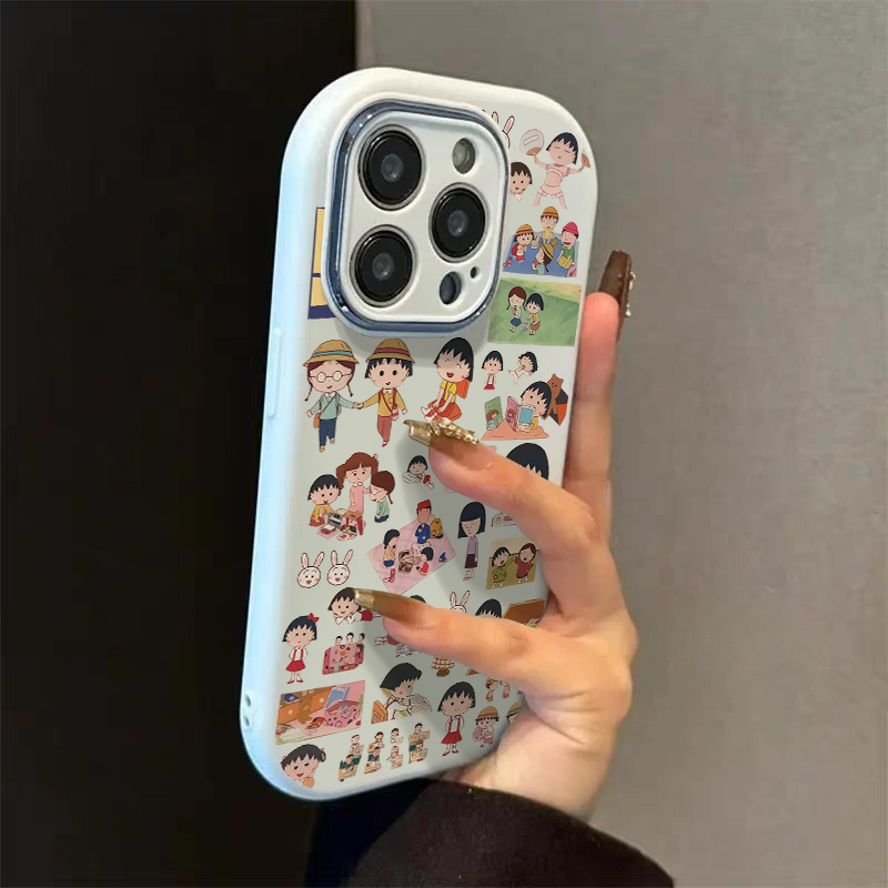樱桃小丸子适用苹果16promax手机壳iPhone15pro新款14少女心13pro小众12女款11卡通软壳x全包防摔xs保护套男