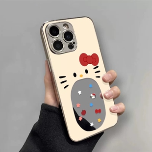 电镀镜面HelloKitty适用苹果17promax手机壳新款iPhone13pro趣味卡通16e女款14pro日韩12高级15防摔全包软壳