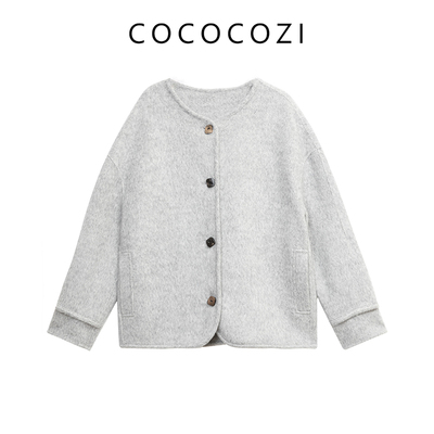 COCOCOZI【青春系列】真丝羊毛简约轮廓感短款双面呢外套女2023冬