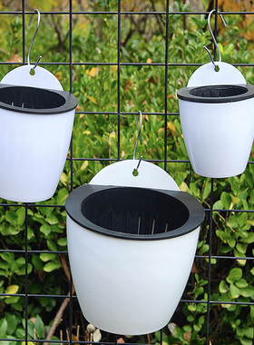 白色懒人壁挂花盆加厚双层套盆多肉绿萝盆栽阳台环保悬挂室内简约