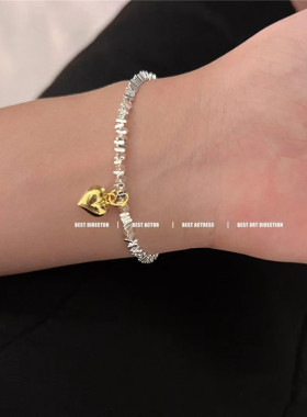 S925纯银-7.2g分金色爱心碎银子手串手链