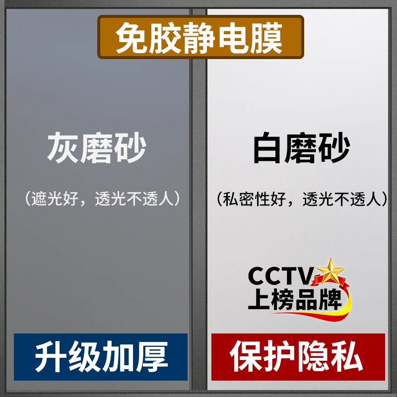 窗户磨砂玻璃贴膜透光不透明玻璃贴纸浴室隔断隐私贴防窥膜静电膜