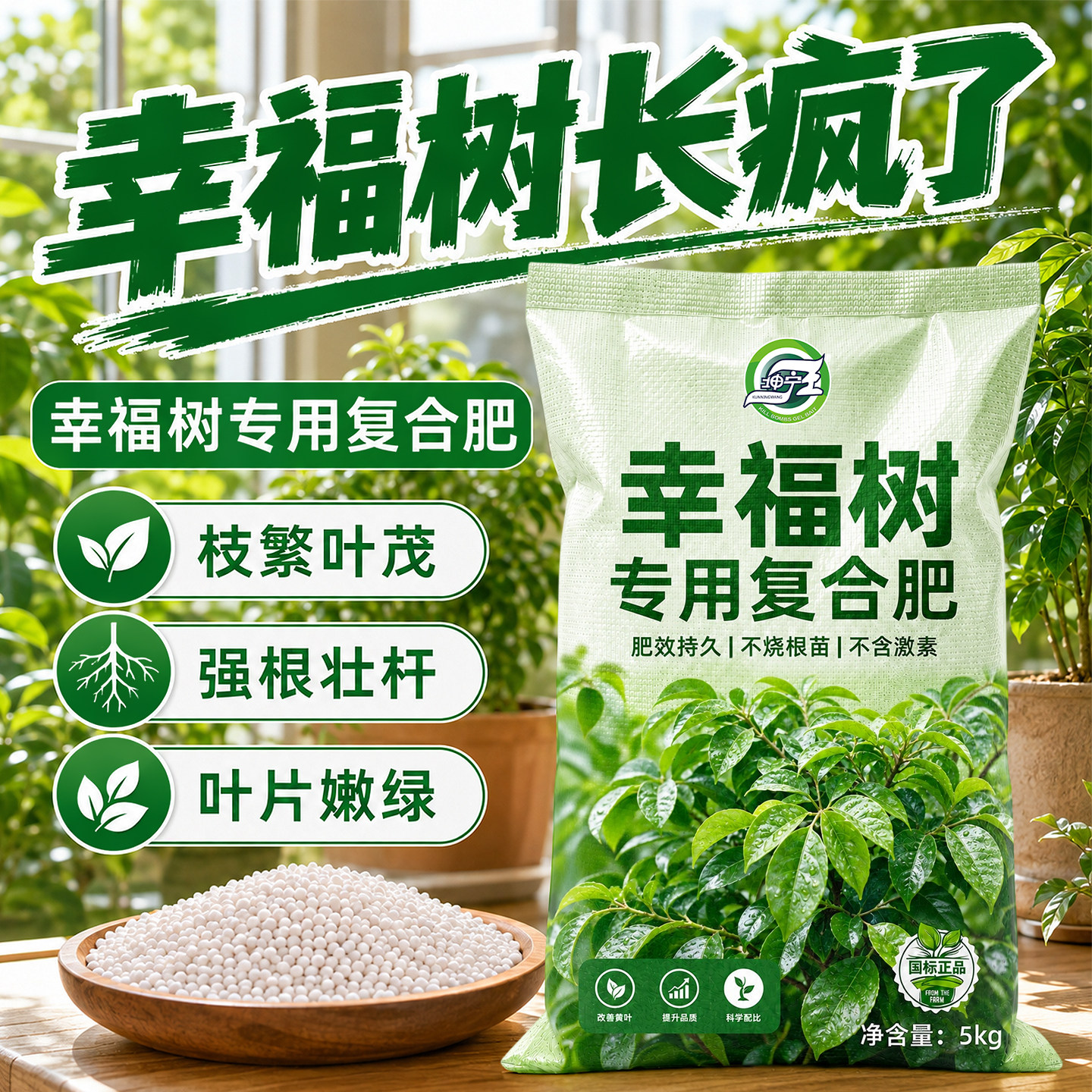 幸福树专用复合肥家用盆栽治黄叶防烂根氮磷钾肥三元肥官方正品肥图片