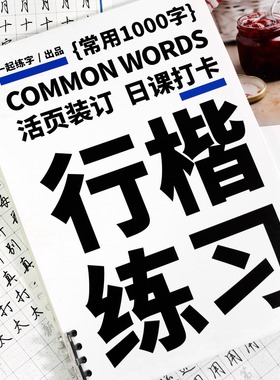 一起练字行楷字帖初学者入门训练行书成人字帖高中生大学生男生女生活页便携日课纸常用1000字规范字行楷书硬笔字帖书法临摹本