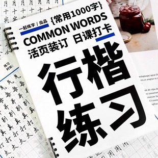 一起練字行楷字帖初學者入門訓練行書成人字帖高中生大學生男生女生活頁便攜日課紙常用1000字規范字行楷書硬筆字帖書法臨摹本