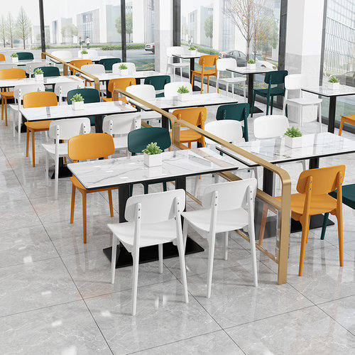 桌子餐饮商用早餐快餐小吃面 面馆奶茶店餐桌椅学校食堂一桌四椅