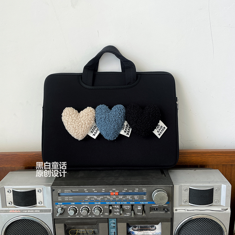 羊羔绒爱心笔记本手提电脑包