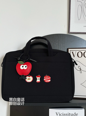 卡通高颜值苹果贴布手提笔记本电脑包16寸大容量原创设计气囊通勤收纳包14寸适用联想拯救者苹果MacBook Air