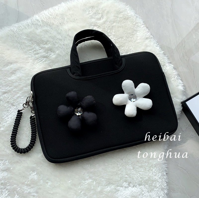 小众设计羽绒花朵电脑包