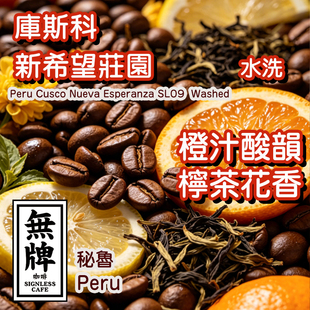 无牌咖啡秘鲁新希望庄园SL09水洗G1空运批次橙黄花柠檬茶浅手冲豆