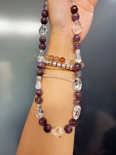 天然水晶极光23白水晶S925银手作原创手作小众项链46cm