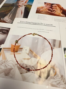 天然水晶红玛瑙白水晶女款小众设计感高级轻奢气质百搭锁骨链40cm