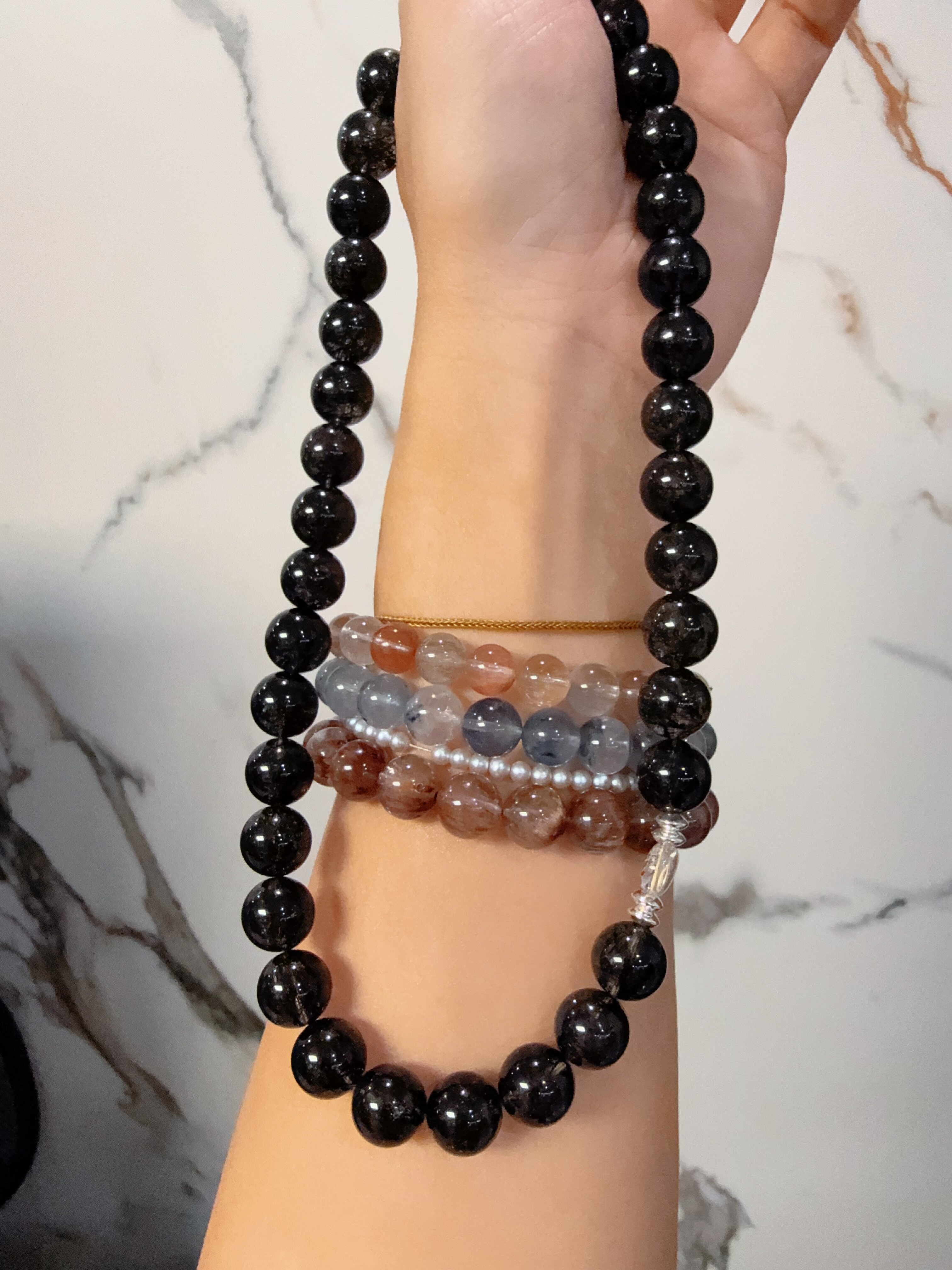 天然水晶黑发晶金太阳S925纯银串珠原创设计项链46cm,饰品/流行首饰/时尚饰品新,手饰/手串,淘宝优惠券,粉丝福利购,淘宝优惠卷