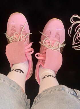 ins蝴蝶结少女系粉色珍珠鞋扣diy串珠绿色鞋花时尚运动鞋挂饰潮