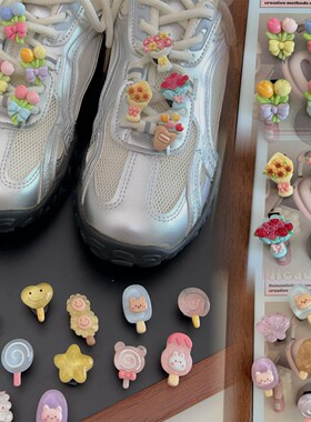 超仙韩国同款鞋带扣辣妹甜酷郁金香花束雪糕棒棒糖卡通鞋带装饰